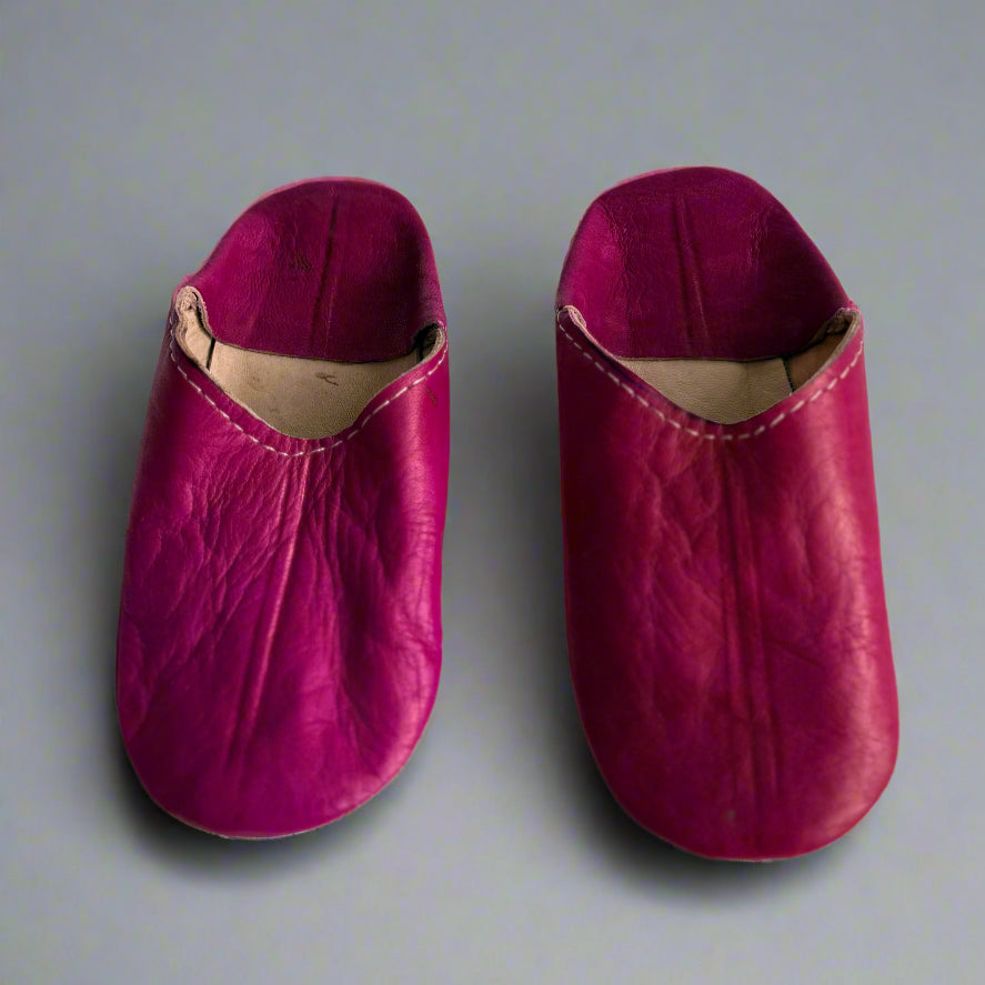 Children's Round-Toe Leather Bottom Slipper