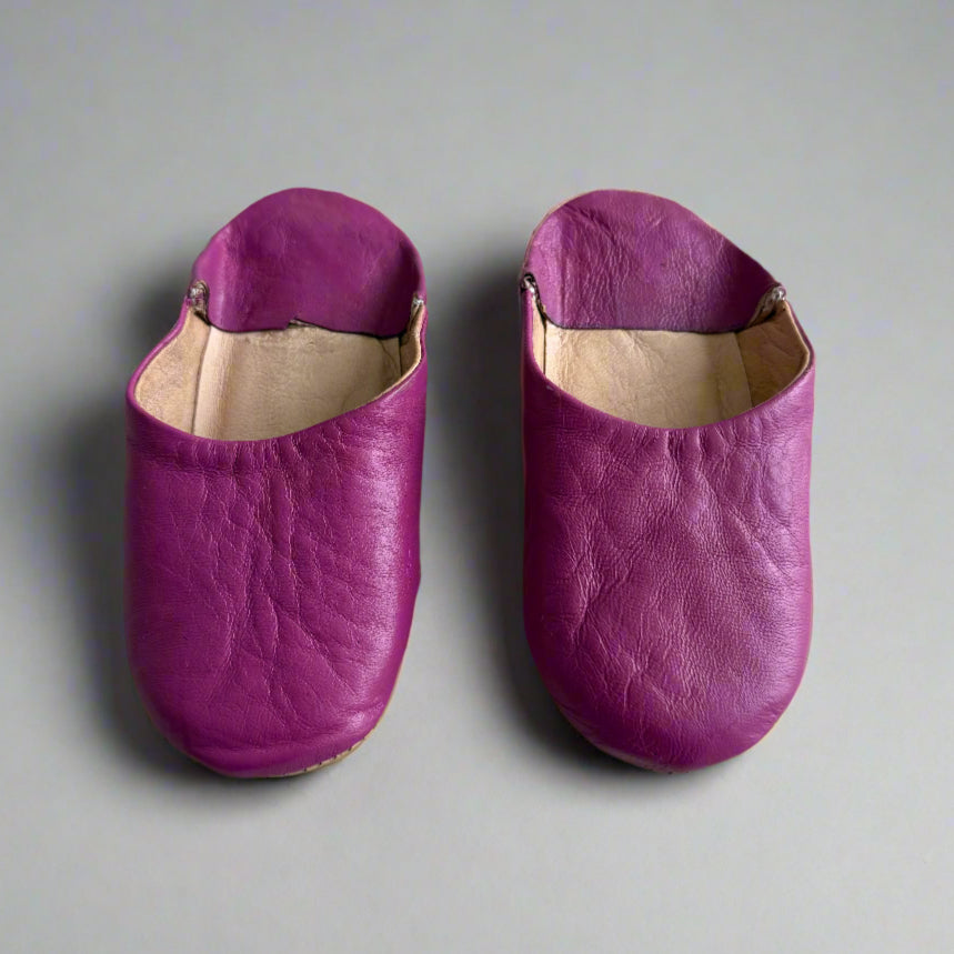 Children's Round-Toe Leather Bottom Slipper