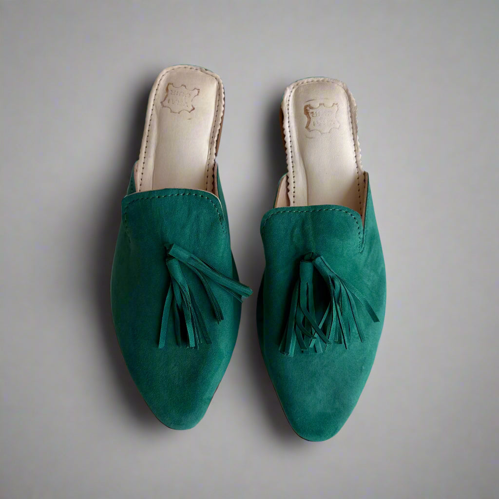 Light Emerald Tassel Mule